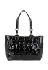 Embossed Signature Tote, &pound;50, Handbags, Black, Patent Leather, Front view